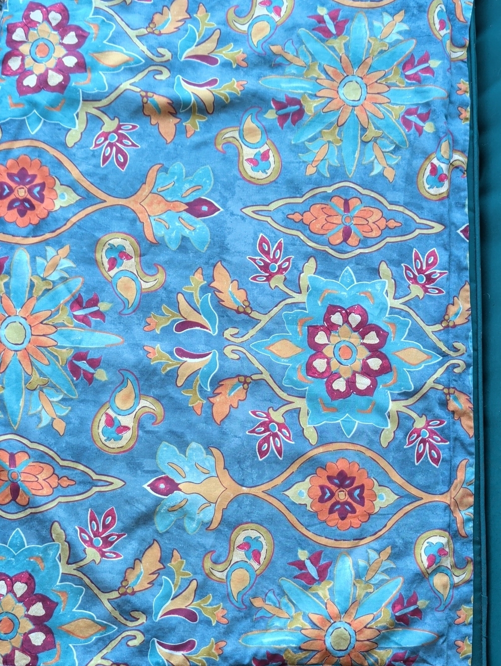 Eikei Blue Floral Medallion 100% Egyptian Cotton King 3 Piece Duvet Set